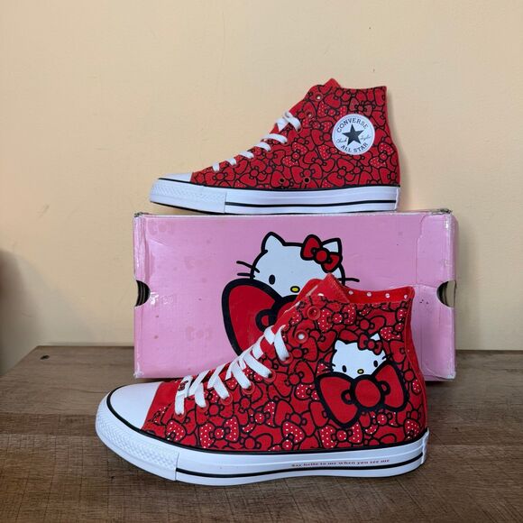 Converse Shoes - Size 10 Converse Hello Kitty x Wmns Chuck Taylor All Star Hi 'Red shoes sneakers